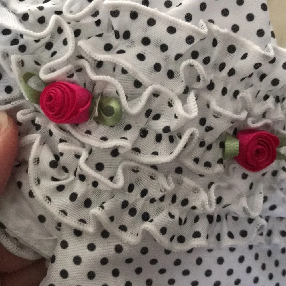 MARMELLATA Satin Dots Raffle Roses Formal Baby Girl Dress | 12 Months
